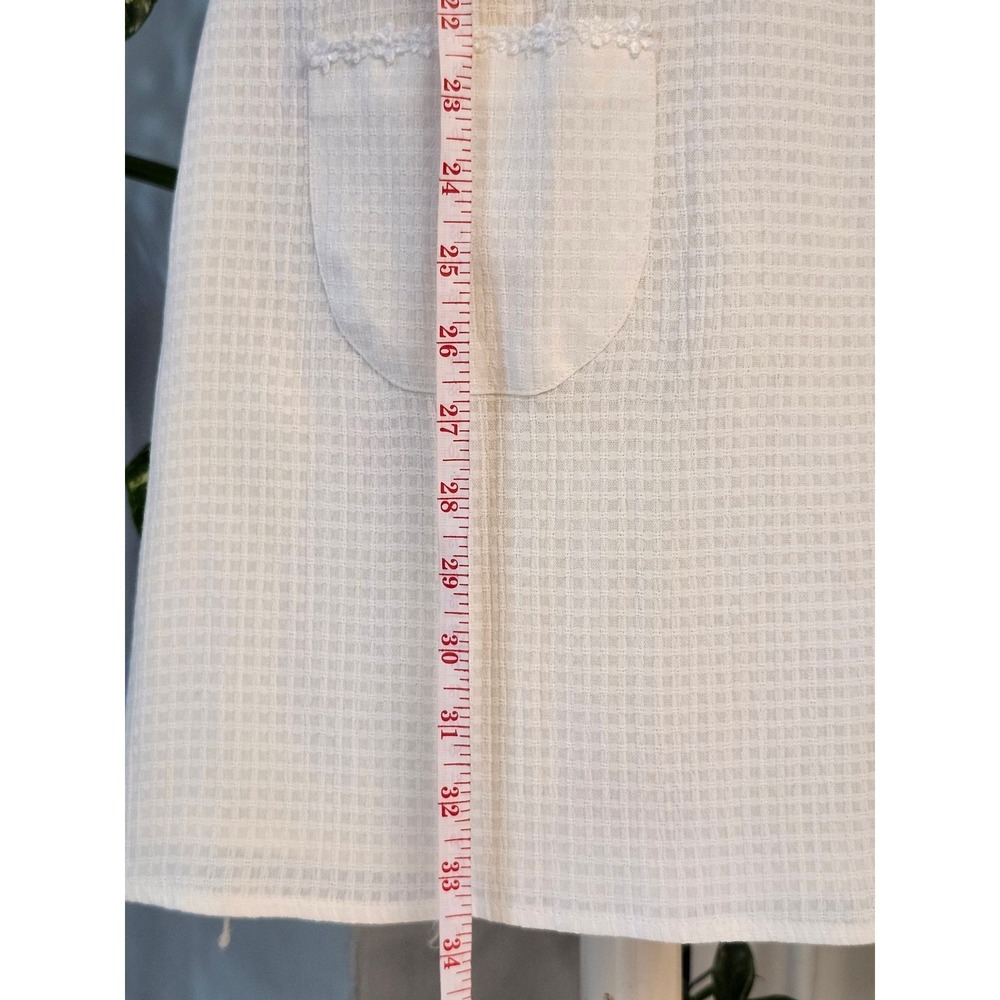 Vtg 90s Y2K A-List by Wrapper Dress Junior 9/10 Fits Small Cream Waffle Knit Mod - Picture 15 of 16